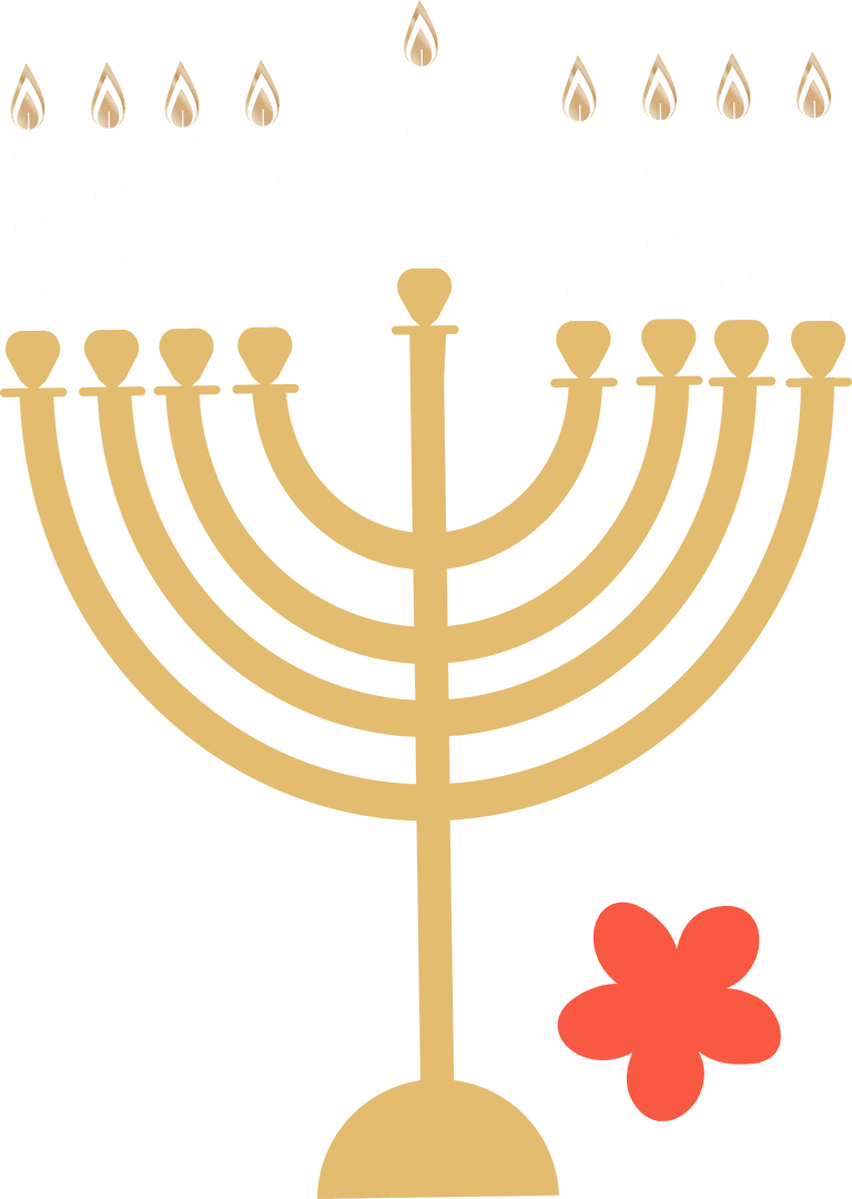 Elegant Transparent Hanukkah Menorah with Red Flower Design