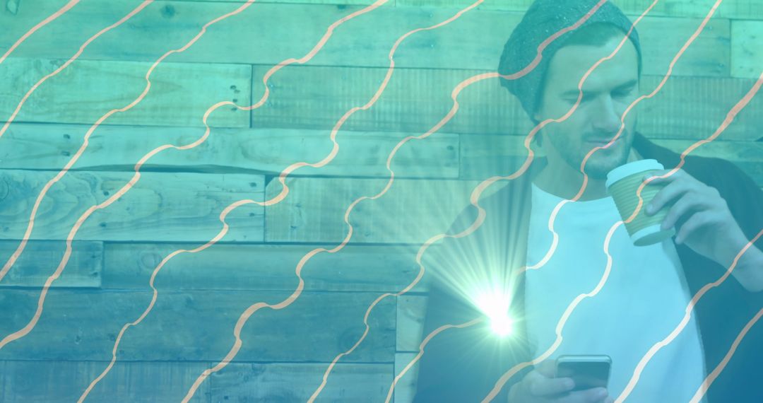 Fashionable Man Merging Technology and Relaxation in Cozy Café