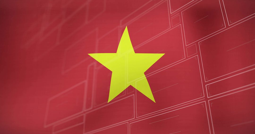 Geometric Vietnam Flag with Yellow Star Symbol