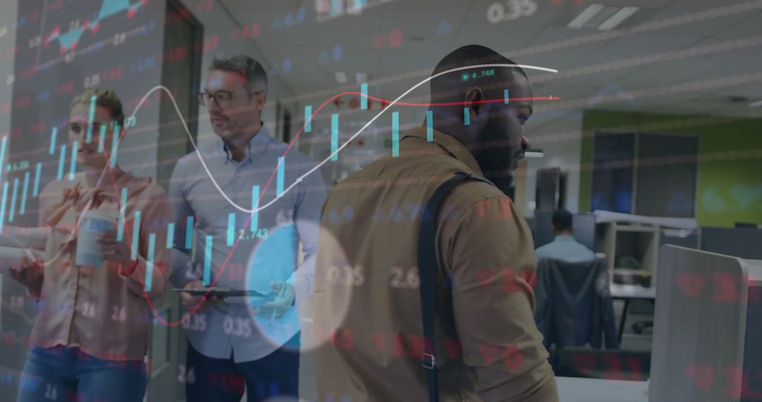 Businessman Overseeing Data Projections in Modern Office