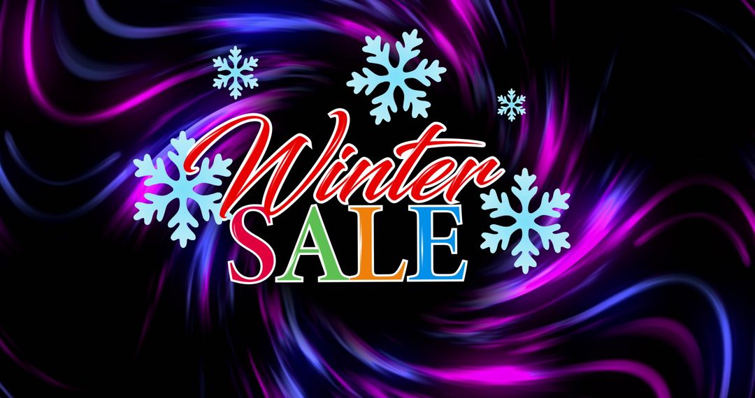 Winter sale advertisement with colorful snowflakes