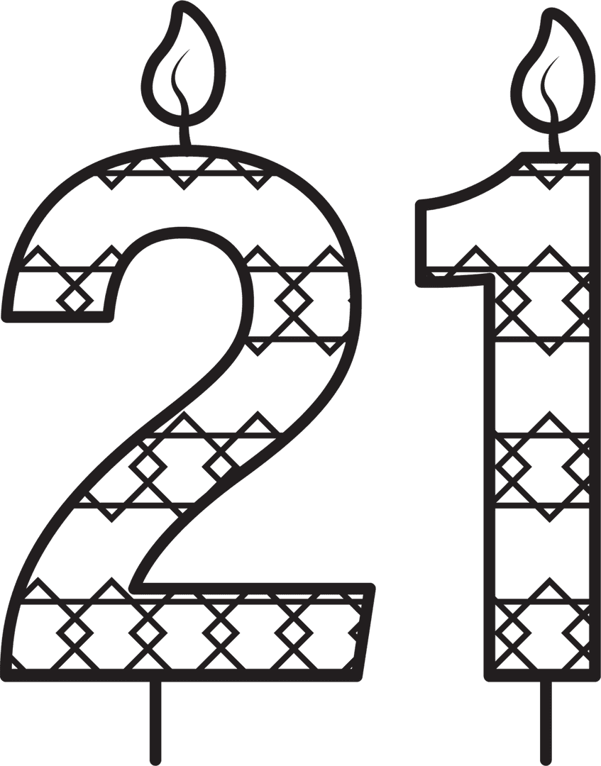 Transparent Illustrated 21 Birthday Candle with Decorative Pattern