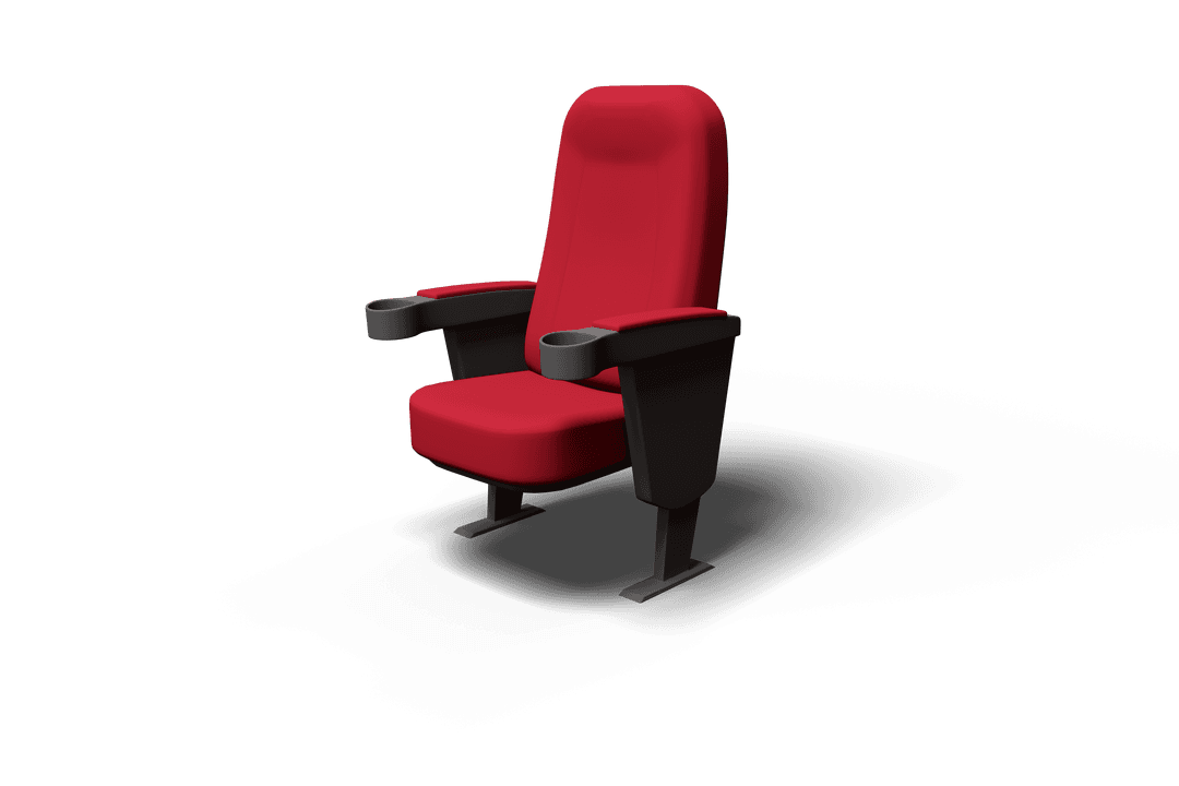 Red Cinema Armchair on Transparent Background for Movie Themes