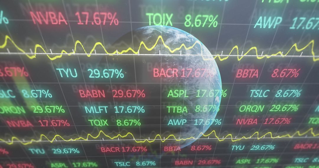 Global Financial Data Display over Digital Interface Globe