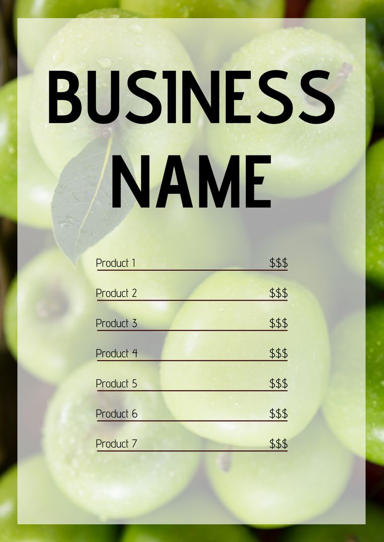 Organic Product Menu Template with Green Grapes Background - Download Free Stock Templates Pikwizard.com