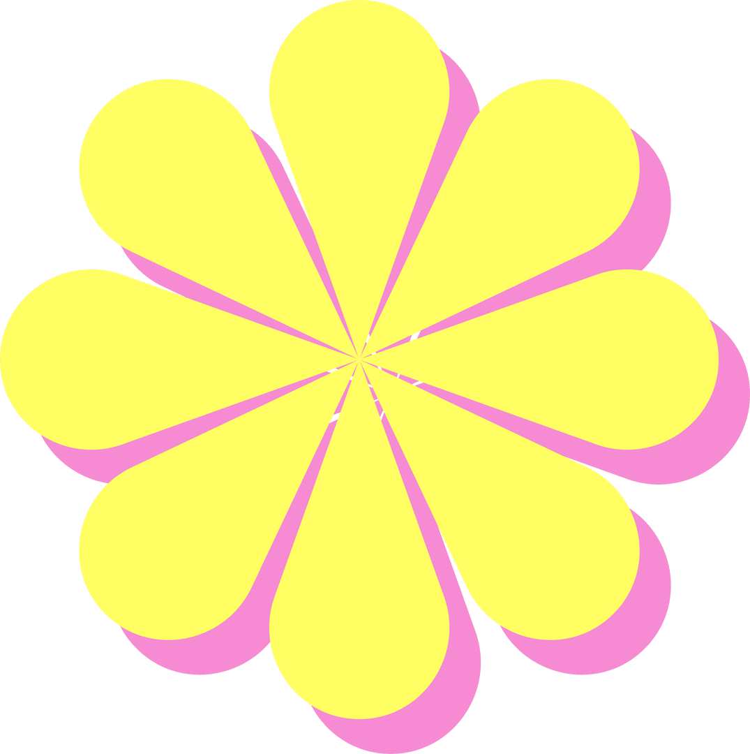 Transparent Yellow Petals Vector Flower with Pink Shadows