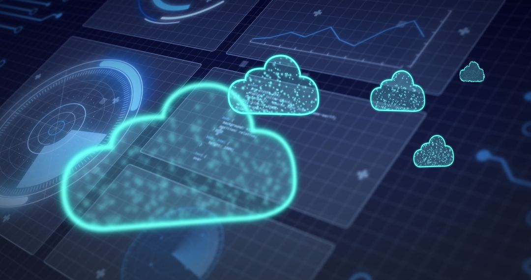 Abstract Digital Cloud Computing Concept with Data Interface - Free Images, Stock Photos and Pictures on Pikwizard.com