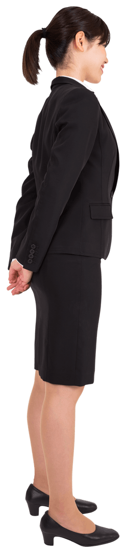 Side View of Asian Businesswoman on Transparent Background