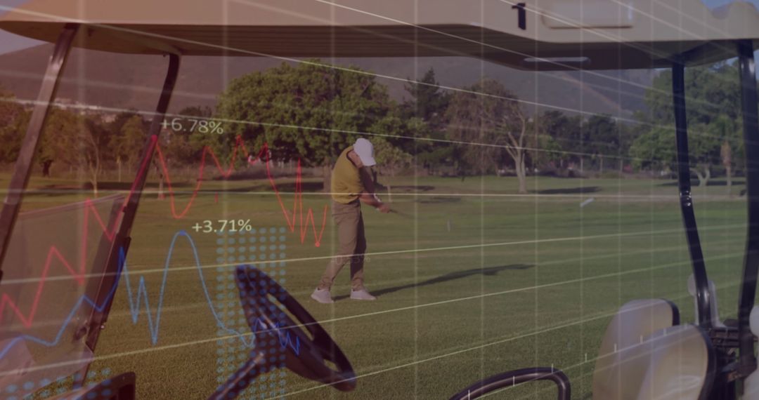 Golfer Preparing Swing with Data Overlays for Innovation in Sports