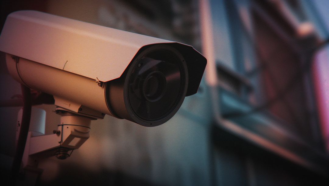 Security Surveillance Camera Attached to Exterior Wall