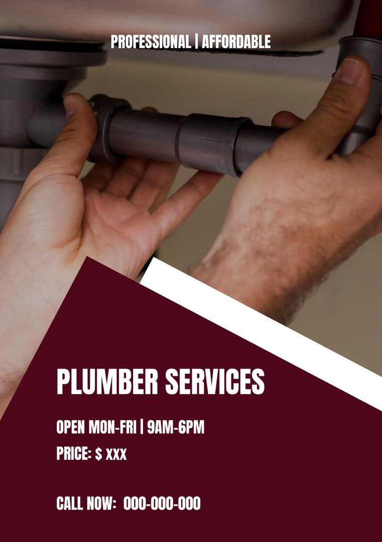 Professional Plumber Services Banner with Contact and Price