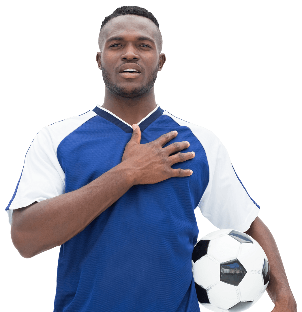Transparent Image of African American Soccer Player Singing Anthem