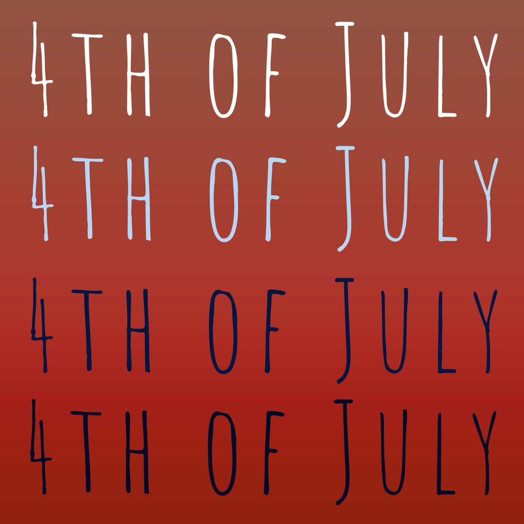 Colorful 4th of July Text on Gradient Brown Background