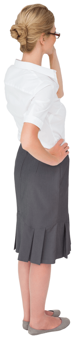 Transparent Businesswoman Standing Talking on Phone