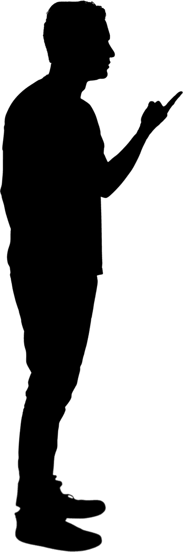 Silhouette of Man Shouting in Stance with Transparent Background