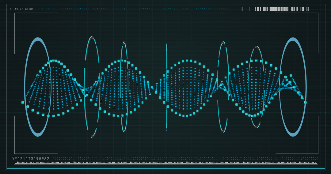 Transparent device display with blue dna helix design