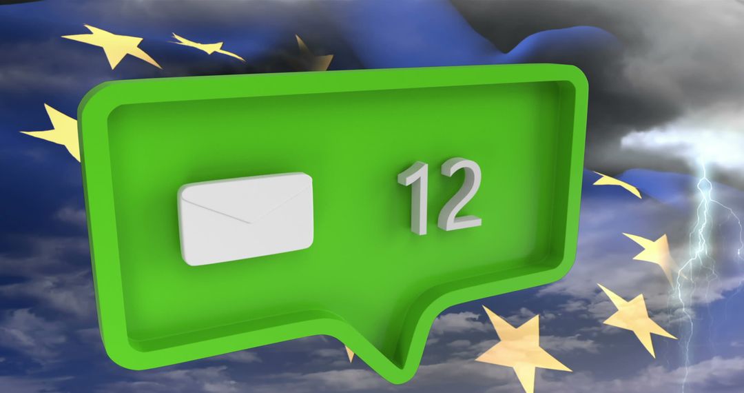 Notification Icon with Message Symbol on EU Flag Background