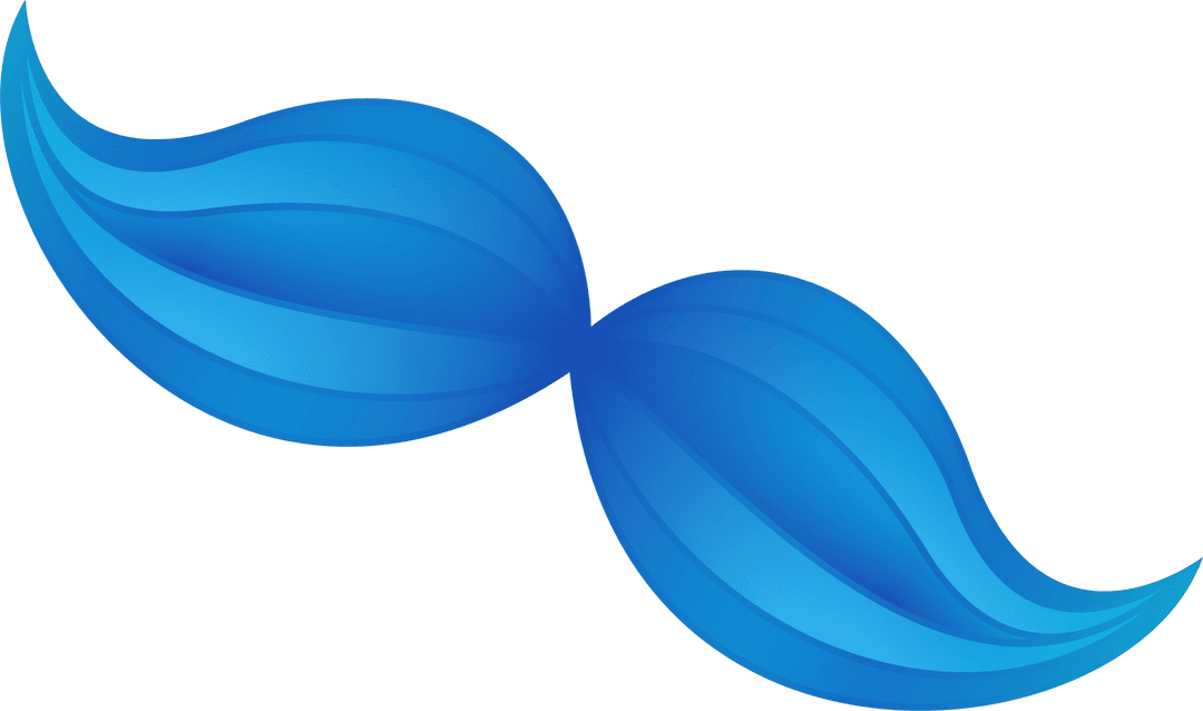 Blue Organic Fluid Wings Abstract Art on Transparent Background