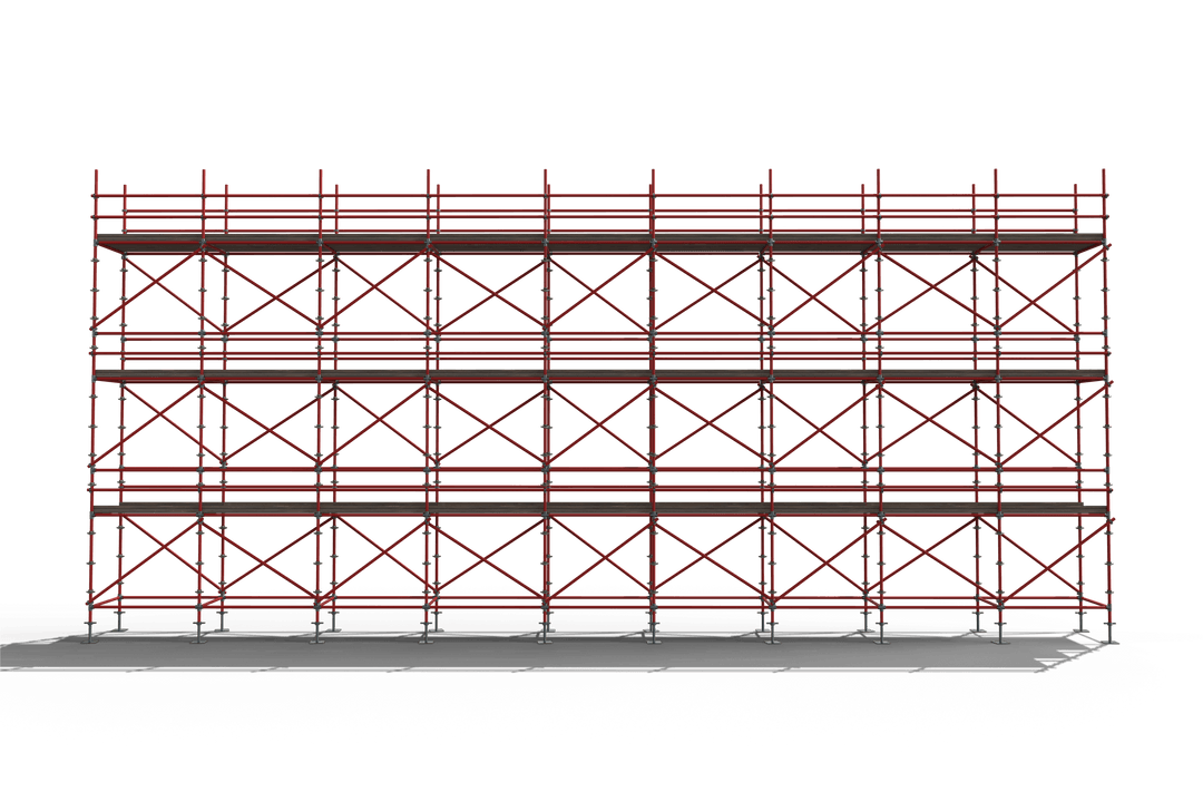 Transparent Red Metal Scaffold 3D Illustration on Solid Background