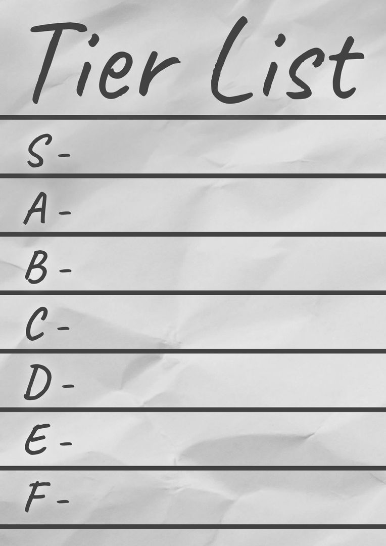 Blank Tier List on Crumpled White Paper Background - Download Free Stock Templates Pikwizard.com