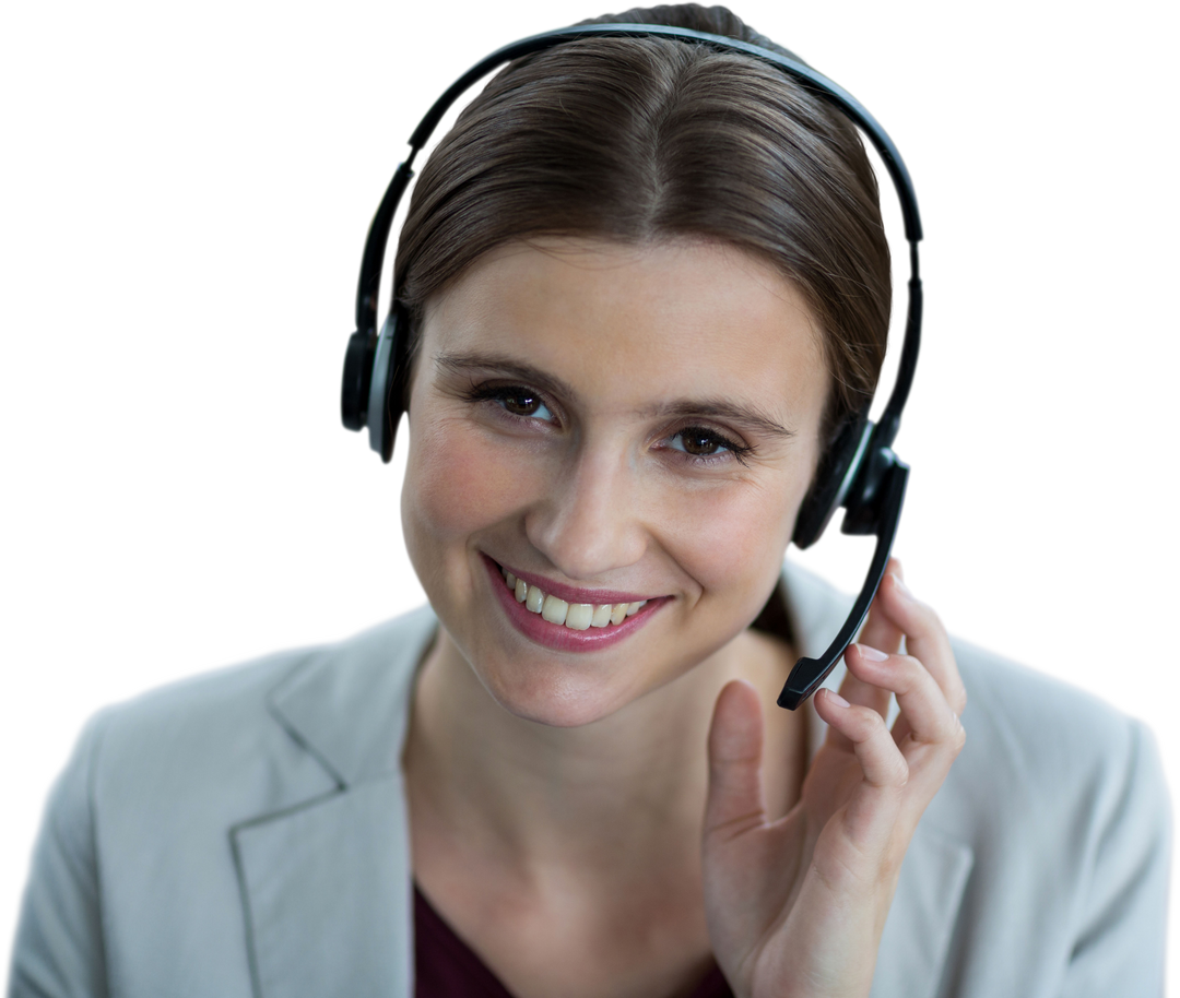 Transparent Call Center Agent Smiling and Engaging with Customers - Download Free Stock Images Pikwizard.com