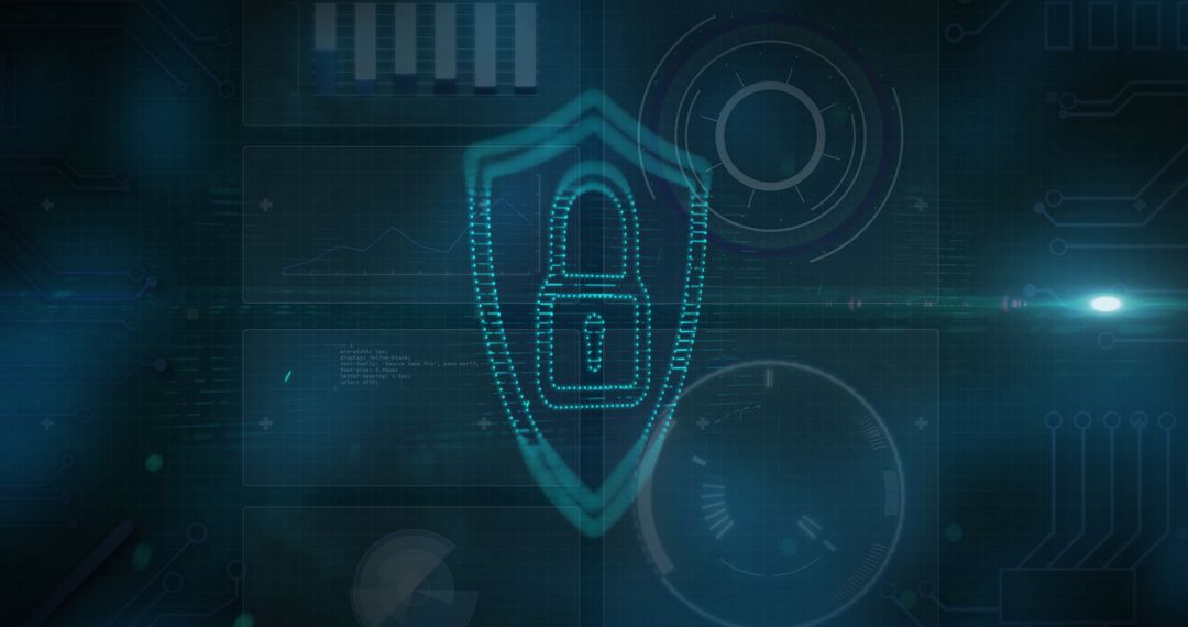 Cybersecurity Lock Over Digital Data Interface