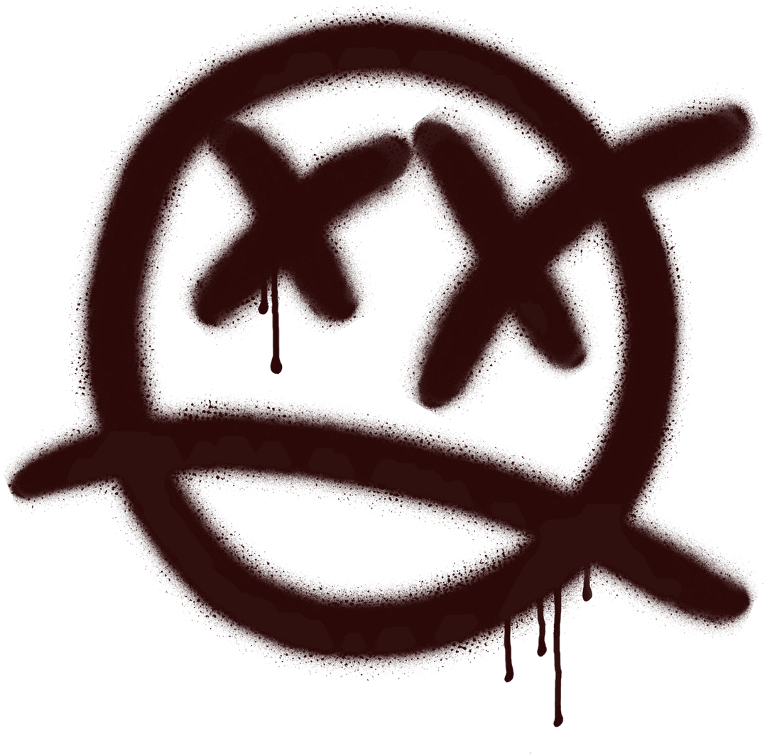 Graffiti Symbol Dripping Paint Smiley Face on Transparent Background