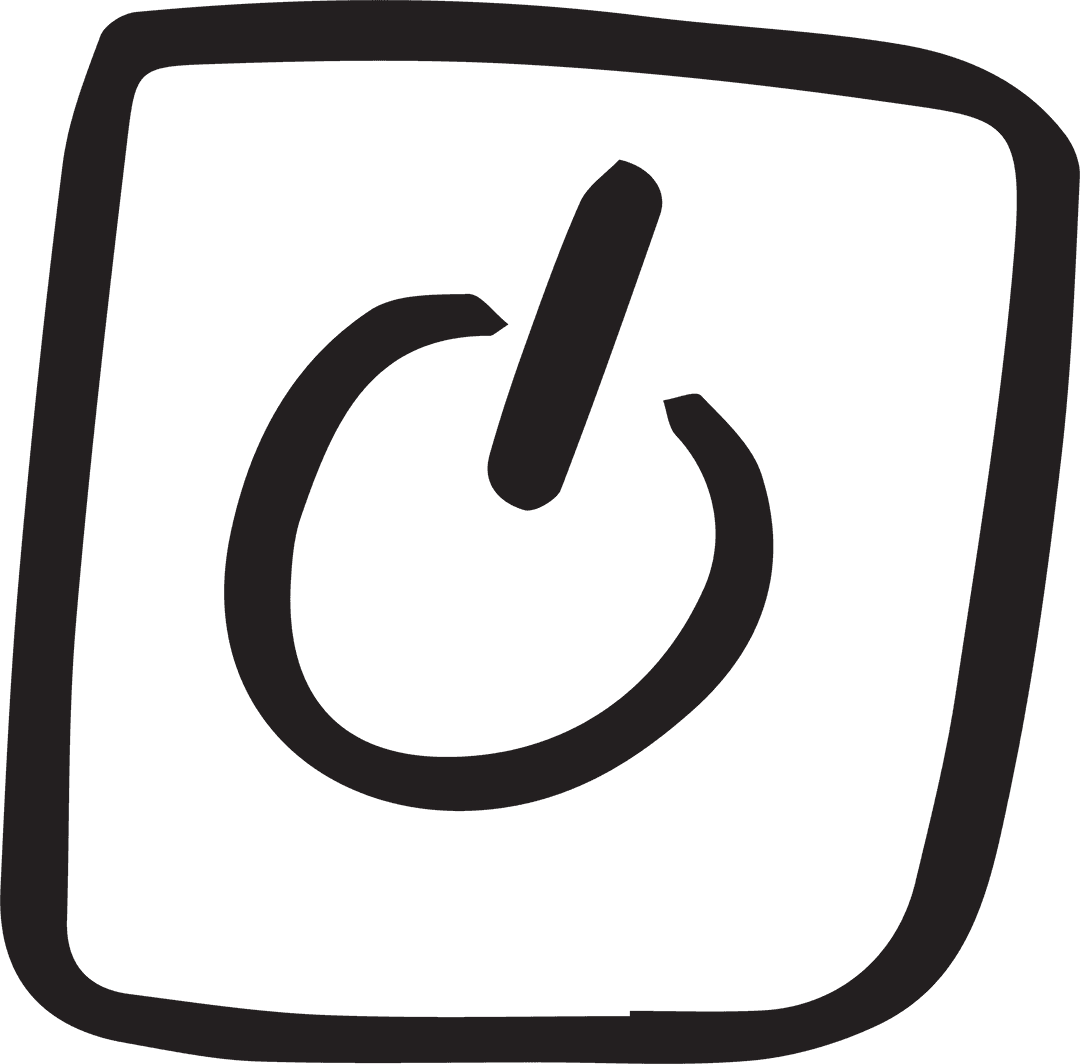 Minimalist Black Power Button on Transparent Background