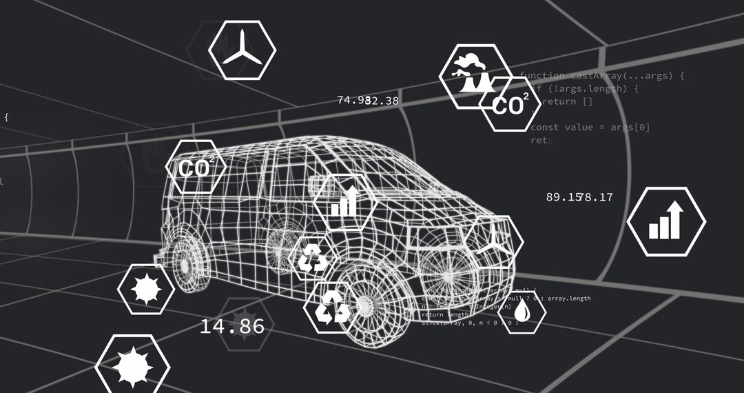 Futuristic 3D Wireframe Car with Digital Data Overlays - Free Images, Stock Photos and Pictures on Pikwizard.com