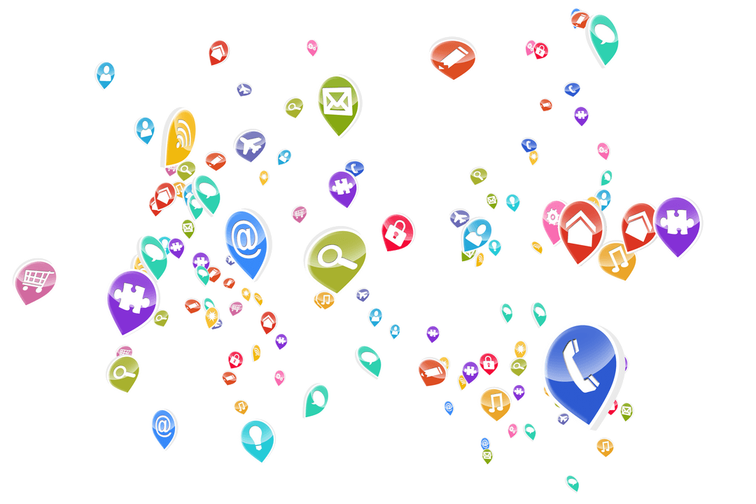 Transparent Illustration of Digital Communication Network Symbols