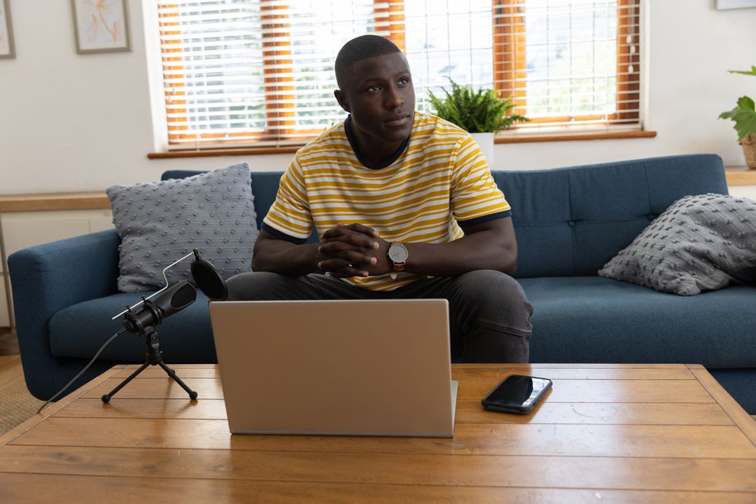 Casual Podcast Creation in Home Studio with Modern Equipment