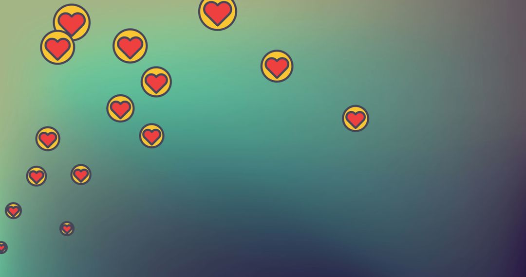 Heart Icons on Gradient Background Representing Digital Connections
