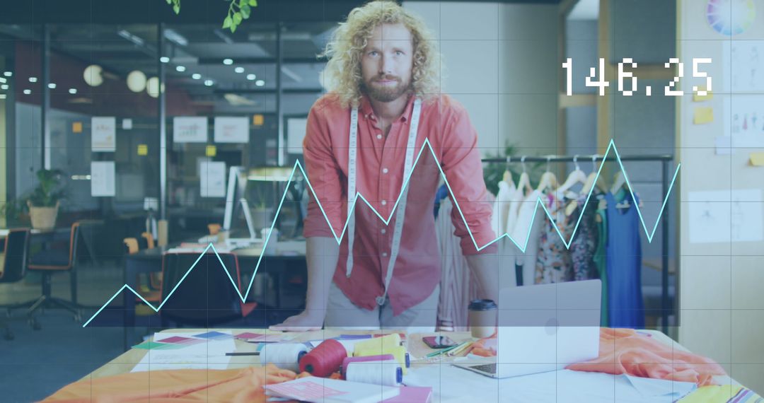 Creative Businessman Analyzing Financial Data in Modern Office