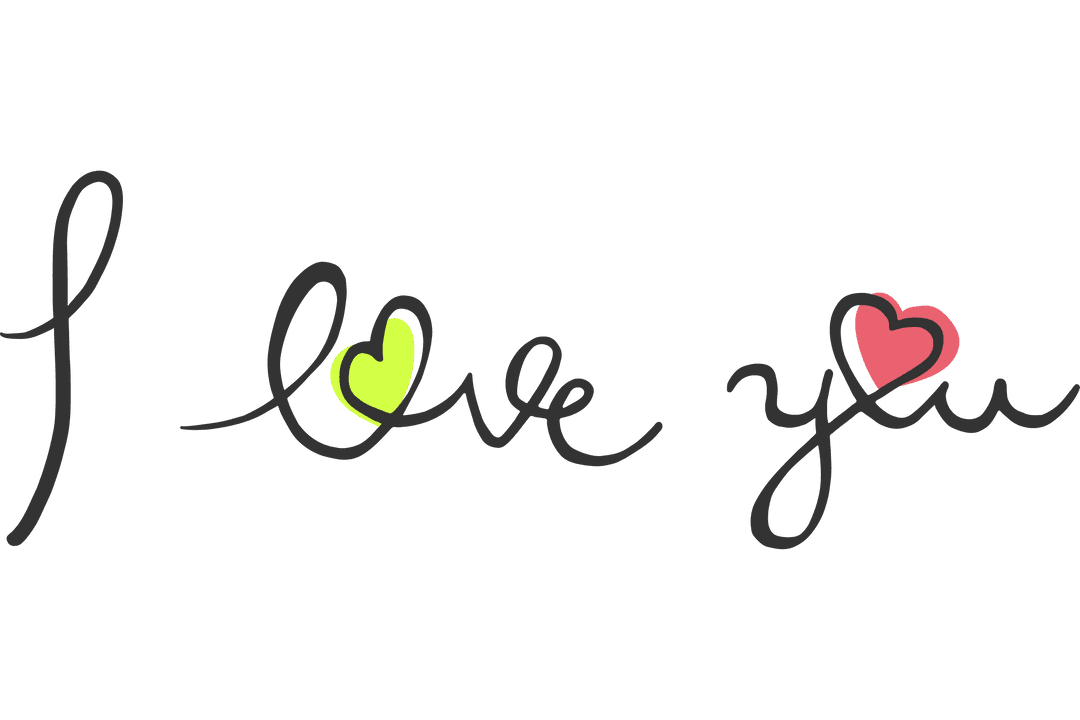 Transparent I Love You Text with Hearts Decorations