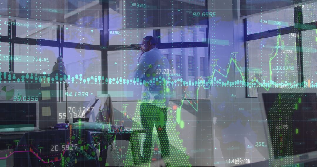 Dynamic Data Visualization with Business Professional in Modern Office