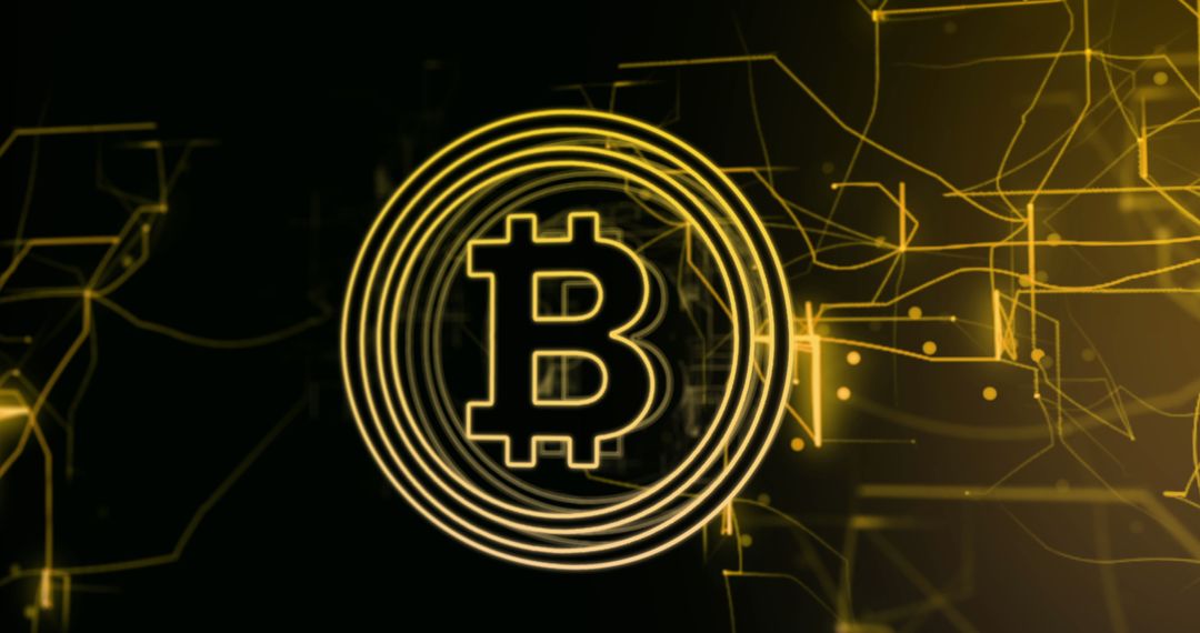 Bitcoin Symbol on Abstract Digital Background