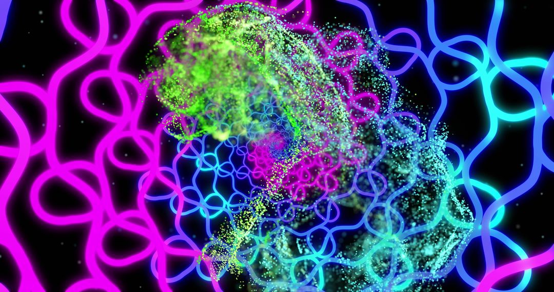 Dynamic Neon Abstract with Vibrant Patterns and Glowing Swirls