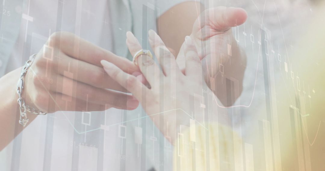 Digital Love: Data Overlay on Couple's Wedding Gesture