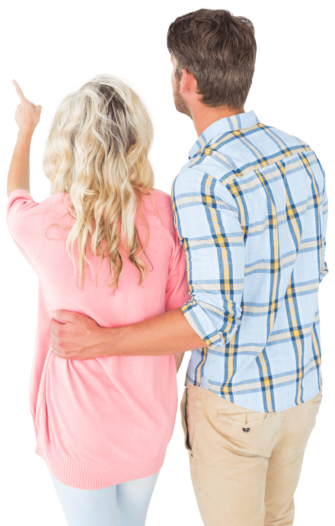 Attractive Couple Standing and Looking Away Transparent Background