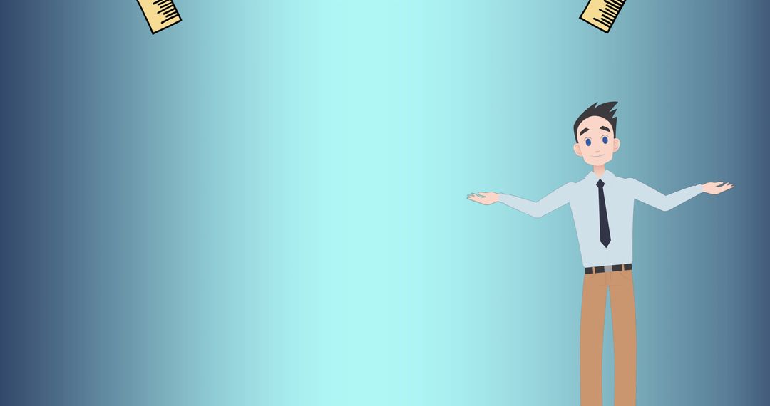 Businessman Explaining Concepts with Measurement Tools Theme