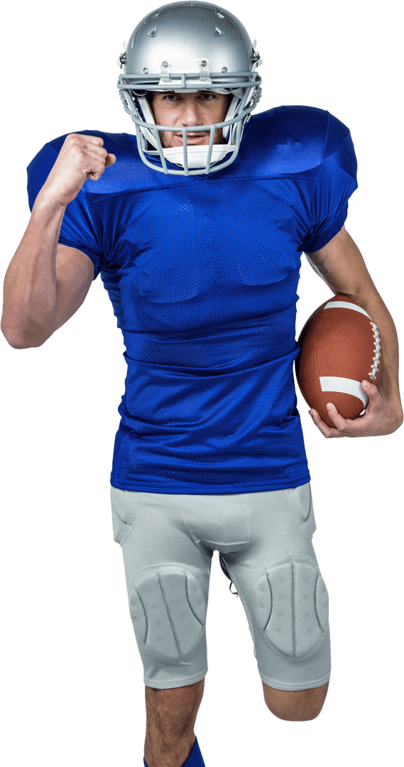 Transparent Football Player Running with Determination