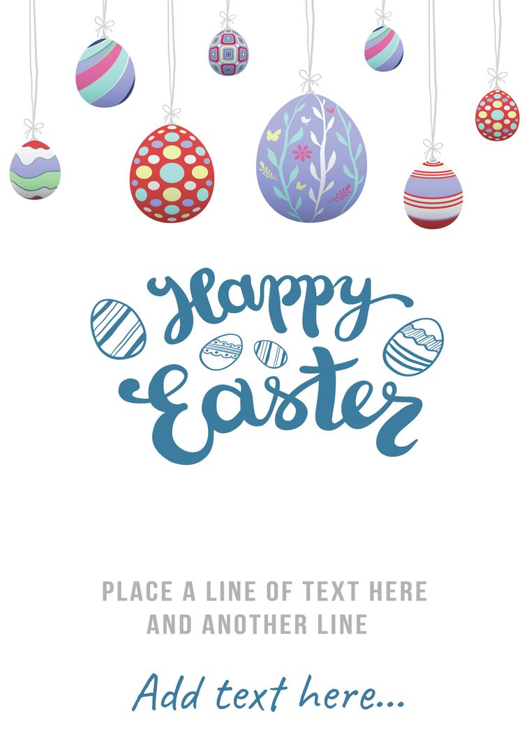 Festive Easter Illustration with Colorful Hanging Eggs