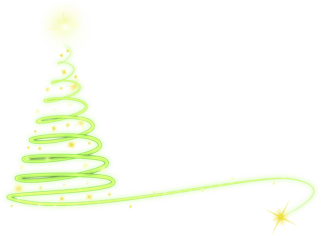 Abstract Green Christmas Tree Spiral with Star - Transparent Background