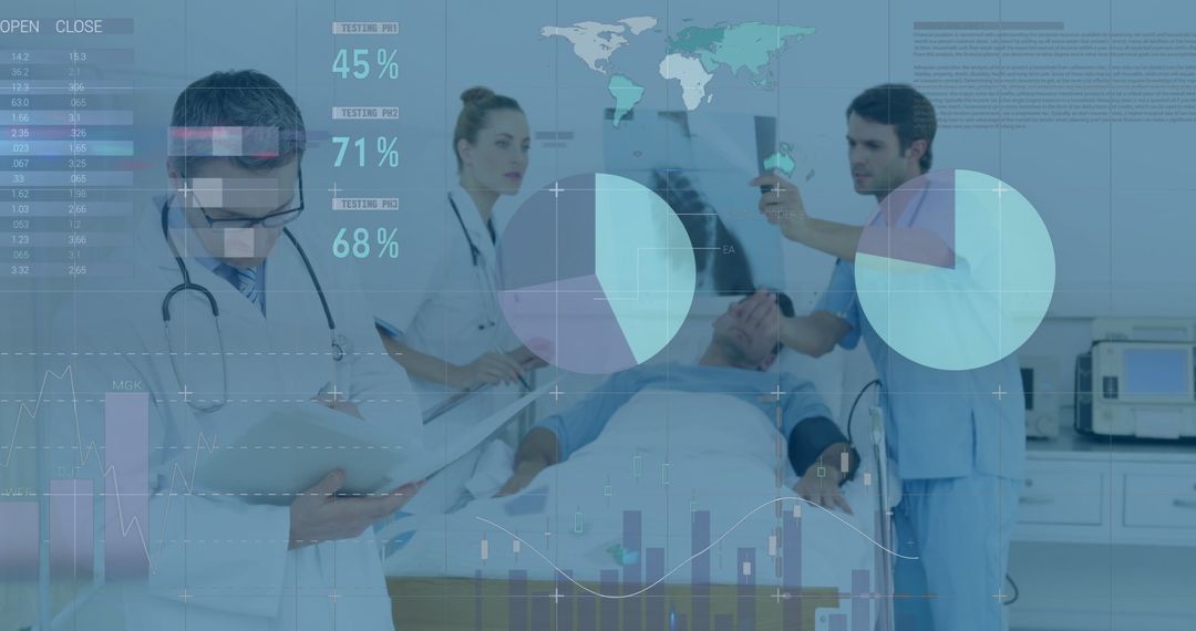 Healthcare Technology with Doctors Analyzing Patient Data