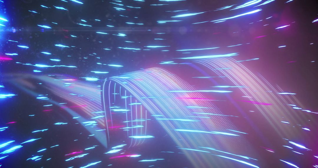 Futuristic Blue Lights with Bending Network Waves