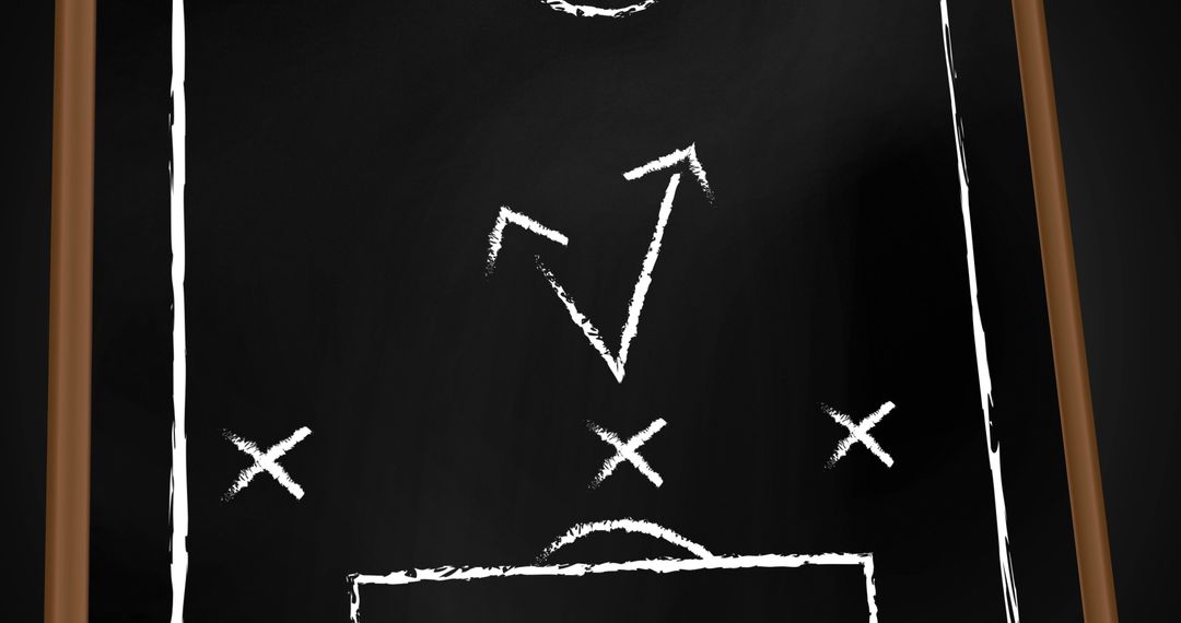 Sports Strategy Chalkboard with Diagram Arrows and Markings