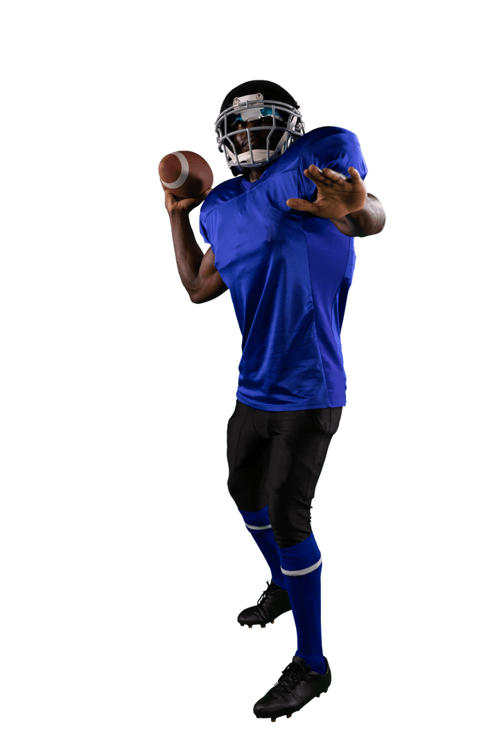 Transparent American Football Player in Action Isolated Pose
