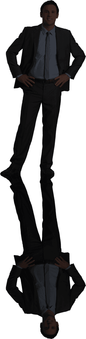 Transparent Happy Businessman Full-Body Standing Pose