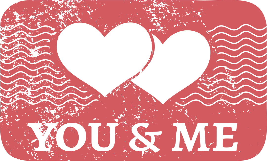 Valentine's Day Card with Intertwined Hearts on Transparent Background