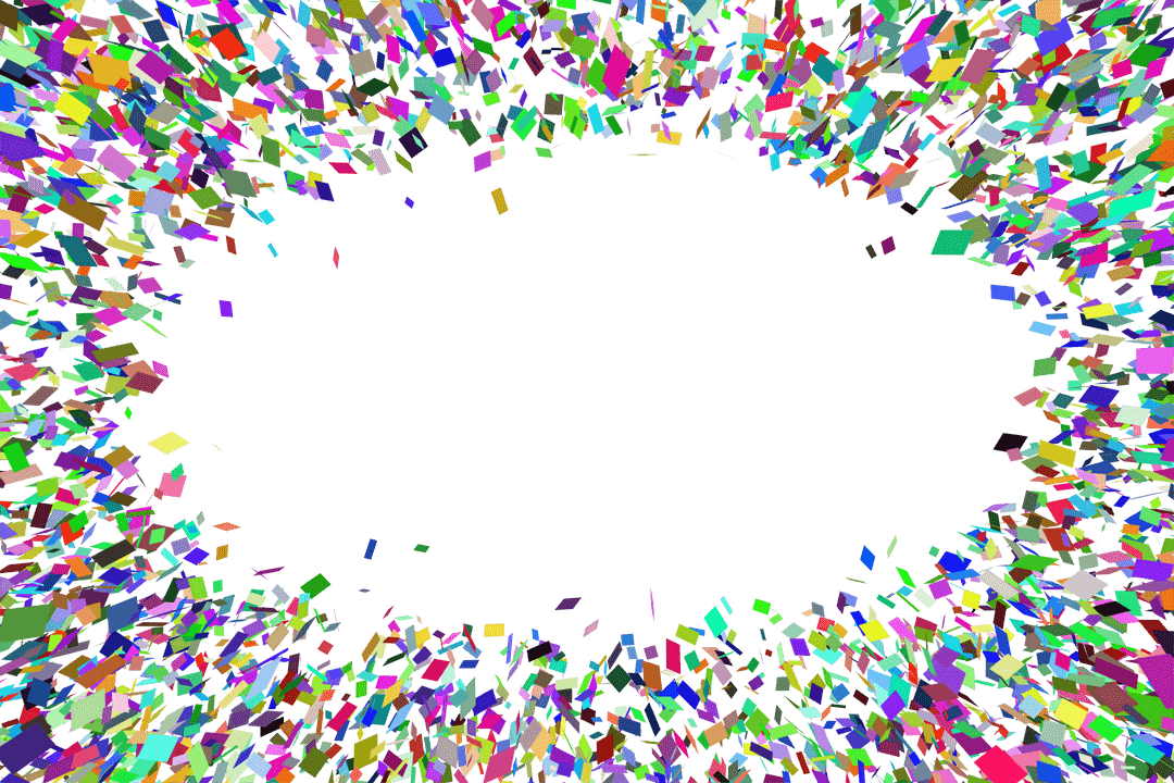 Vibrant Celebration Confetti Frame with Transparent Background